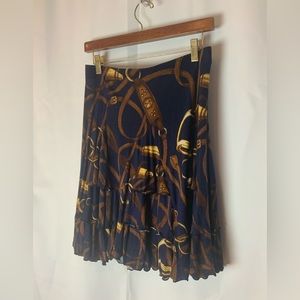 Lauren Ralph Lauren Navy and Gold Midi Skirt
